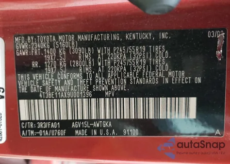 2009 Toyota Venza z USA, uszkodzony, nr VIN 4T3BE11AX9U001396